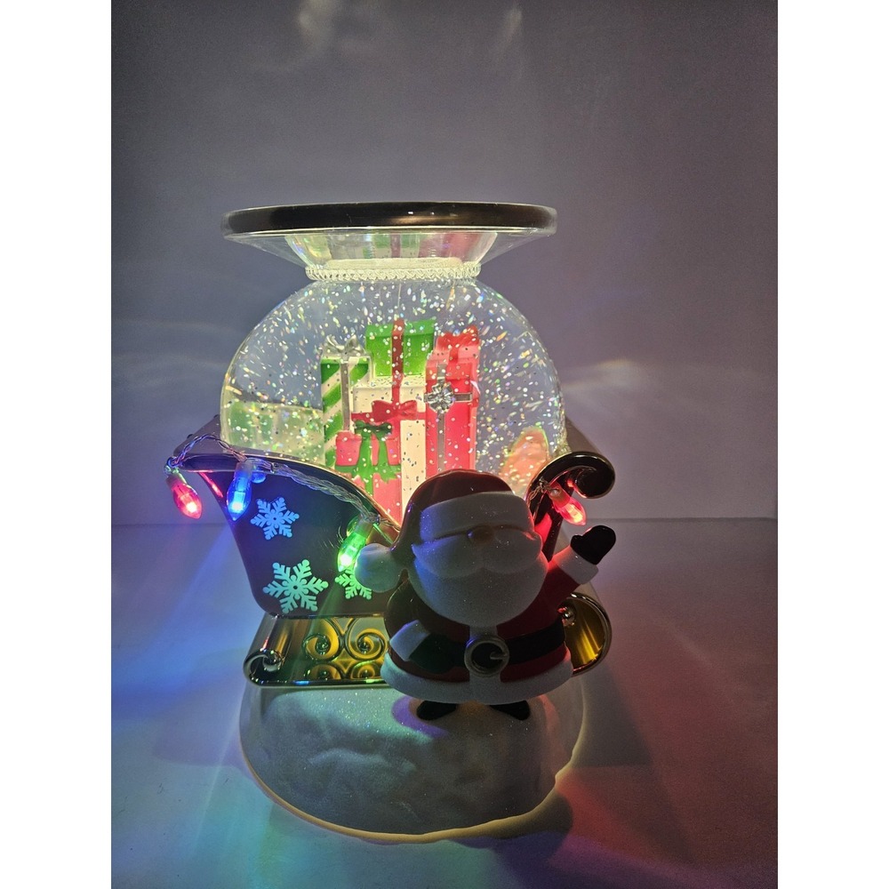 Bath Body Works Santa Sleigh Water Globe 3 Wick Candle Holder Light Up Swirl